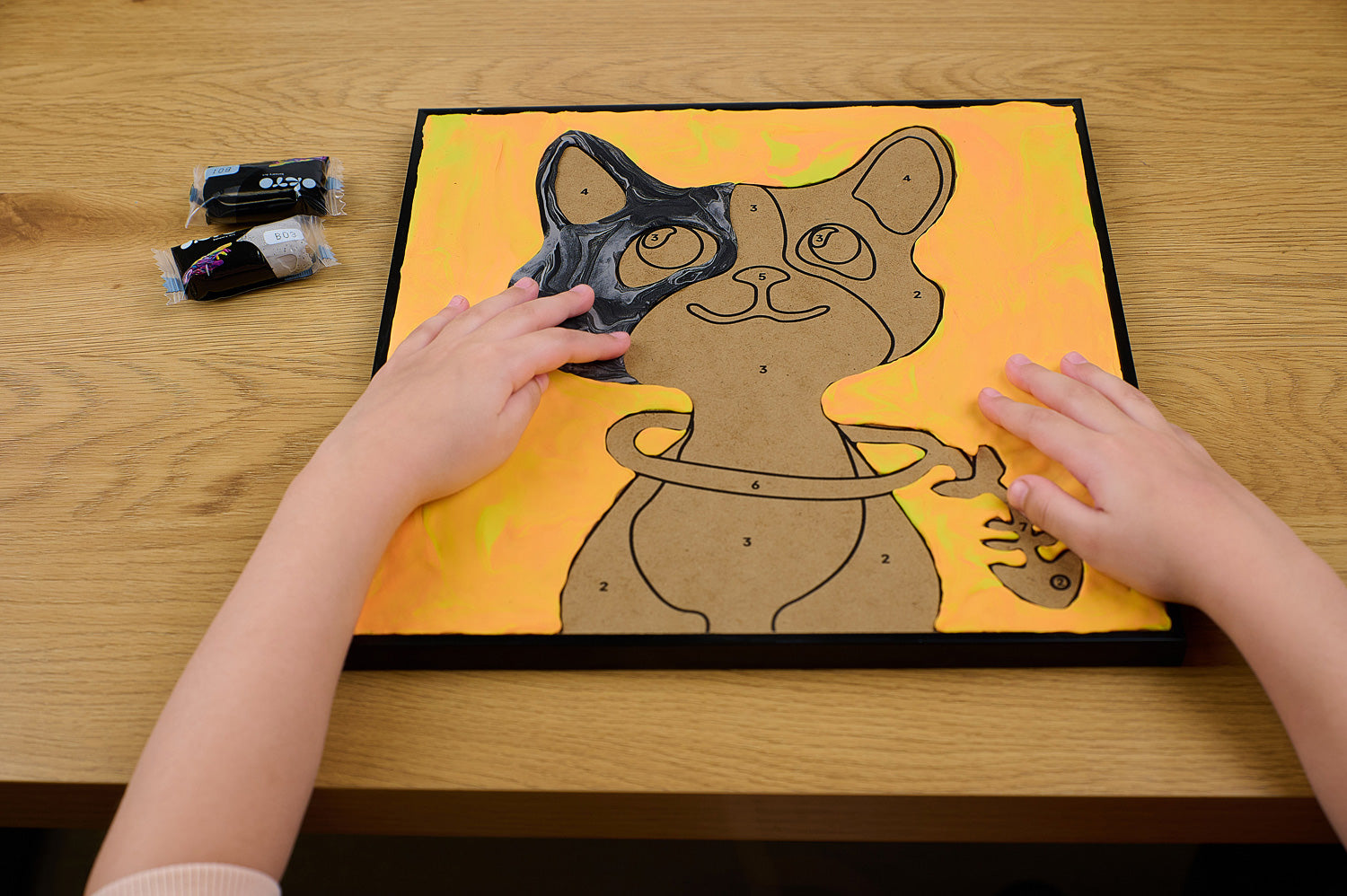 OKTO Sensory Art Coloring with Clay Set by Numbers Cat