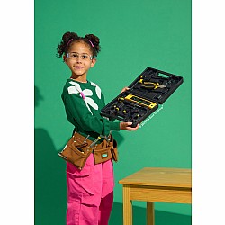 Kids Deluxe Tool Set with Leather Tool Belt & Safety Goggles