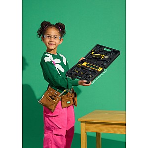 Kids Deluxe Tool Set with Leather Tool Belt & Safety Goggles