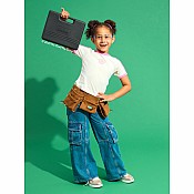 Kids Deluxe Tool Set with Leather Tool Belt & Safety Goggles