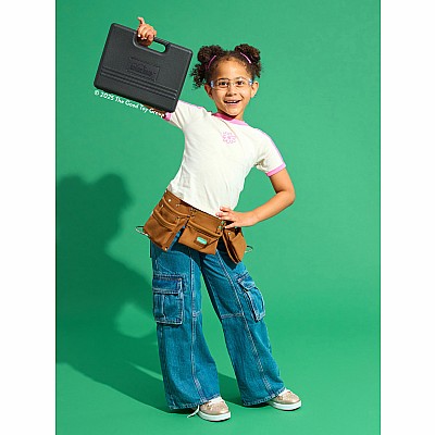 Kids Deluxe Tool Set with Leather Tool Belt & Safety Goggles