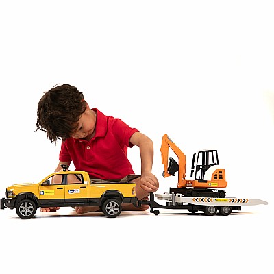 Bruder RAM Rental Service Truck with Mini Excavator