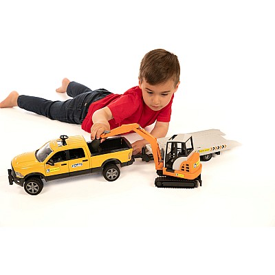 Bruder RAM Rental Service Truck with Mini Excavator