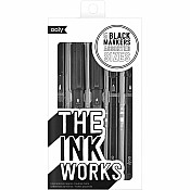 The Ink Works 5 Black Markers Assorted Sizes