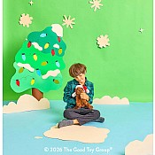 Chocolate Lab with Santa Bomber Hat