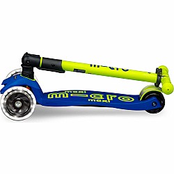 Micro Kickboard Maxi Deluxe Foldable LED Scooter - Blue Neon Color