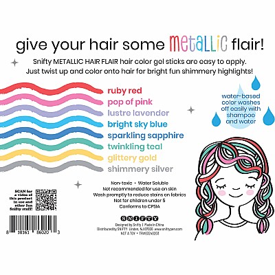 Metallic Hair Flair 8 Hair Shimmery Color Gel Sticks