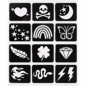 Metallic Tattoo Flair 10 Tattoo Markers + 12 Stencils