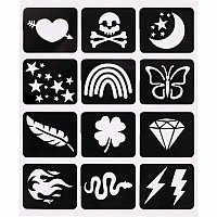 Metallic Tattoo Flair 10 Tattoo Markers + 12 Stencils