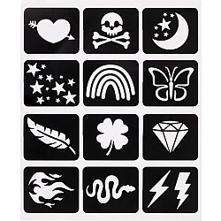 Metallic Tattoo Flair 10 Tattoo Markers + 12 Stencils