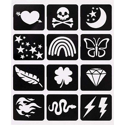 Metallic Tattoo Flair 10 Tattoo Markers + 12 Stencils