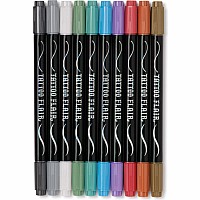 Metallic Tattoo Flair 10 Tattoo Markers + 12 Stencils