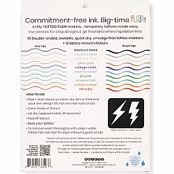 Metallic Tattoo Flair 10 Tattoo Markers + 12 Stencils