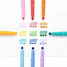 Confetti Stamp Double-Ended Markers - Set of 9