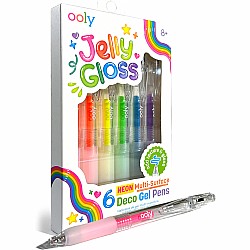 OOLY Jelly Gloss 6 Neon Multi-Surface Deco Gel Pens