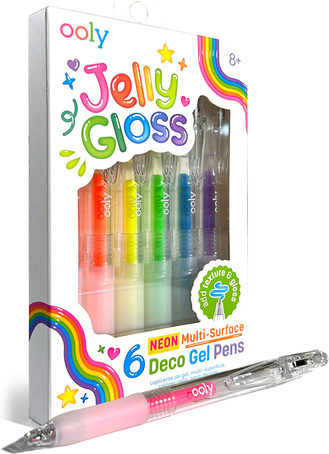 OOLY Jelly Gloss 6 Neon Multi-Surface Deco Gel Pens