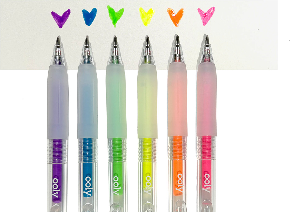 OOLY Jelly Gloss 6 Neon Multi-Surface Deco Gel Pens