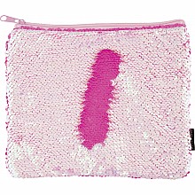 Magic Sequin Pouch - White Iridescent/Bright Pink