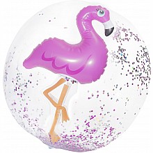 3D Flamingo Confetti Beach Ball