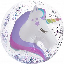 3D Unicorn Confetti Beach Ball