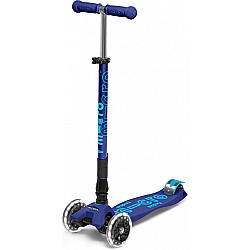 Micro Kickboard Maxi Deluxe Foldable LED Scooter Navy Blue