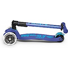 Micro Kickboard Maxi Deluxe Foldable LED Scooter - Navy Blue