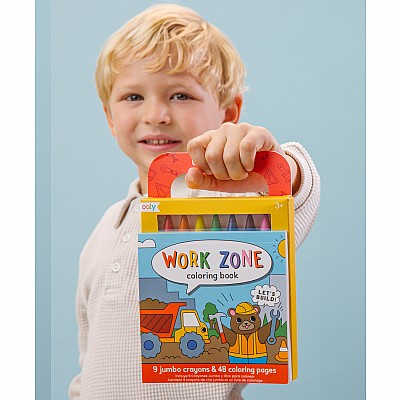 Carry Along Work Zone Coloring Book and Crayon Set