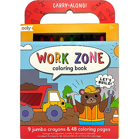 Carry Along Work Zone Coloring Book and Crayon Set