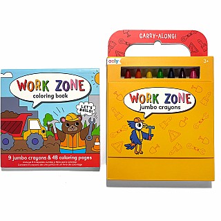 Carry Along Work Zone Coloring Book and Crayon Set