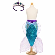 Great Pretenders Mermaid Glimmer Skirt with Tiara, Lilac/Blue, Size 5-6