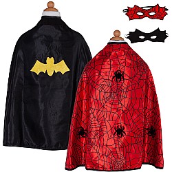 Great Pretenders Reversible Spider/Bat Cape & Mask, Size 3-4