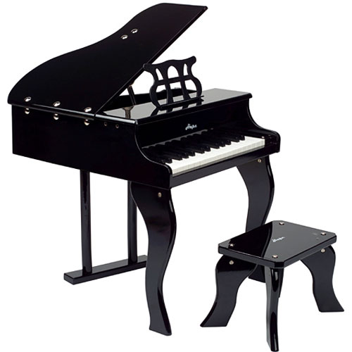 Hape Grand Piano in Black, Toddler Wooden Musical Instrument, 30 Keys,  Includes Bench