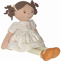 Cecilia, Dark Brown Hair in Cream Linen Dress