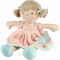 Pia Light Brown Hair in Peach & Blue Dress