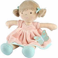 Pia Light Brown Hair in Peach & Blue Dress