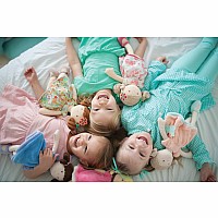 Pia Light Brown Hair in Peach & Blue Dress