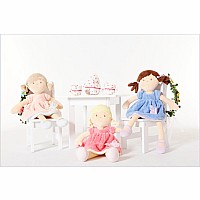 Pia Light Brown Hair in Peach & Blue Dress