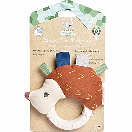 Ethan The Hedgehog Plush Rattle With  Natural Rubber Teether