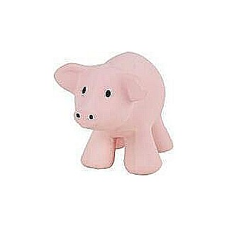 Pig - Natural Organic Rubber Teether, Rattle & Bath Toy 
