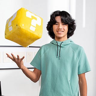 Club Mocchi- Mocchi- Super Mario ? Block Mega Plush Toy, 15 inch