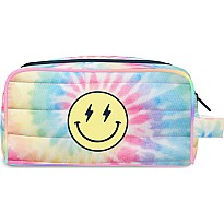 Pastel Delight Puffer Cosmetic Bag with smile applique