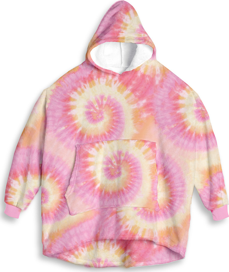 Pink Lemonade Tie Dye Fuzzy HUUUGEY Oversized Hoodie