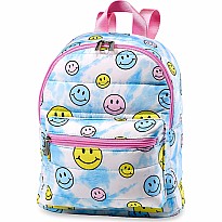 Blue Tie-Dye Smiley Puffer Mini Backpack