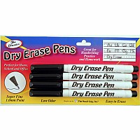 Fine Point Dry Erase Black Pens (4 Pack)