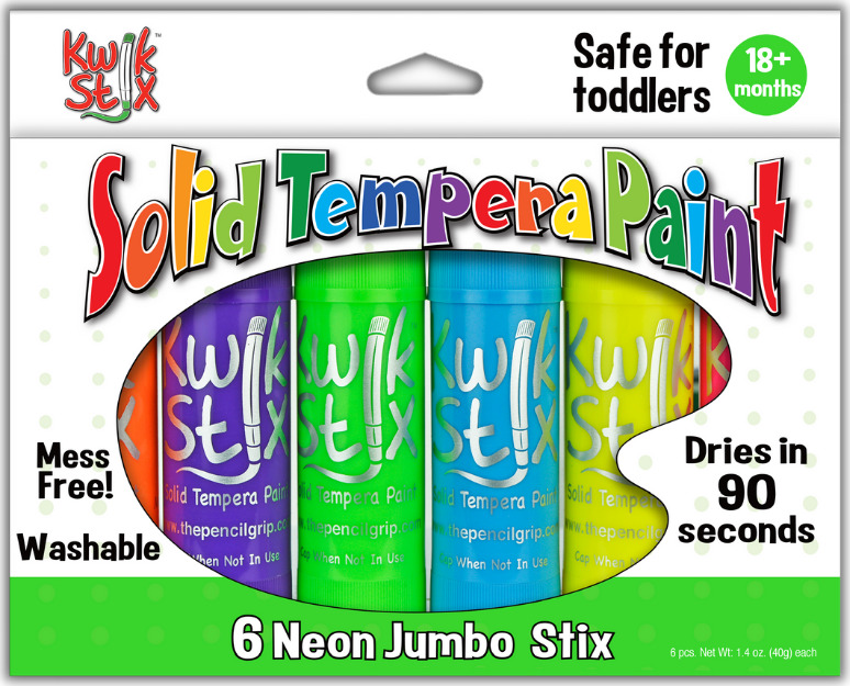 Jumbo KwikStix Tempera Paint - 6 pc Neon Colors - Imagine That Toys