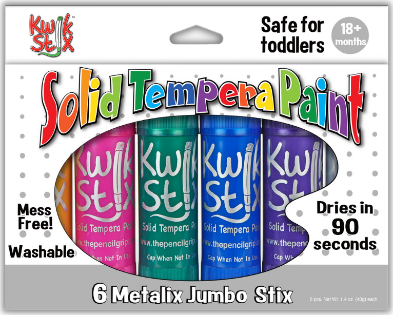 Jumbo KwikStix Tempera Paint 6pc Metalix Colors - Cheeky Monkey Toys
