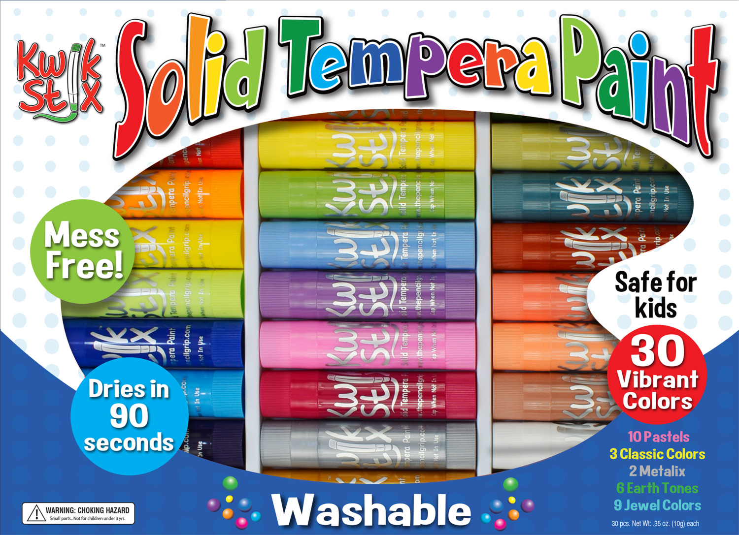 The Pencil Grip Kwik Stix 12-Color Solid Tempera Paint