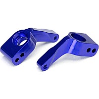 Stub axle carriers, Rustler/Stampede/Bandit (2), 6061-T6 aluminum (blue-anodized)/ 5x11mm ball bearings (4)