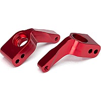 Stub axle carriers, Rustler/Stampede/Bandit (2), 6061-T6 aluminum (red-anodized)/ 5x11mm ball bearings (4)