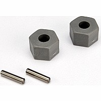 Wheel hubs, hex (tall offset, Rustler/Stampede front) (2)/ axle pins (2.5x10mm) (2)